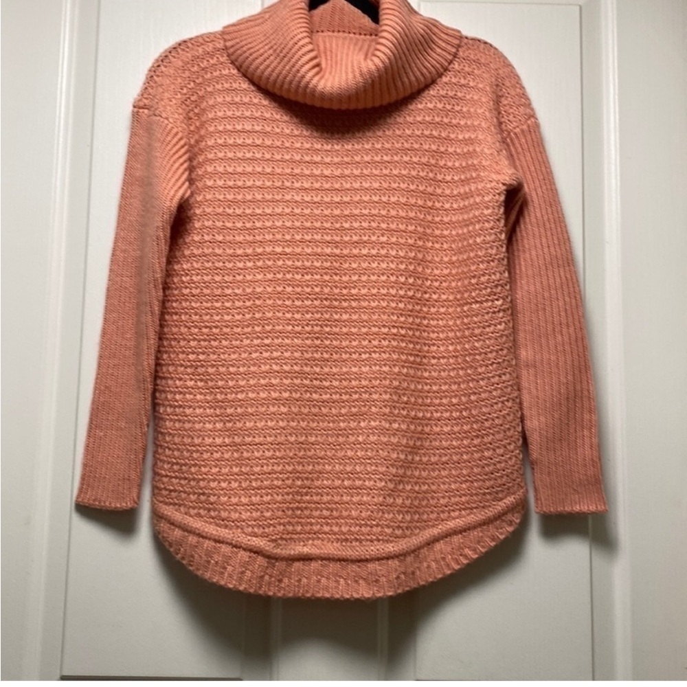 TALBOTS Chunky Cowl Neck Wool Blend Sweater Peach Sz Petite